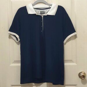 Vintage Izod Club Golf SS Polo Shirt Women's Size XXL Navy White Beige